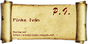 Pinke Iván névjegykártya